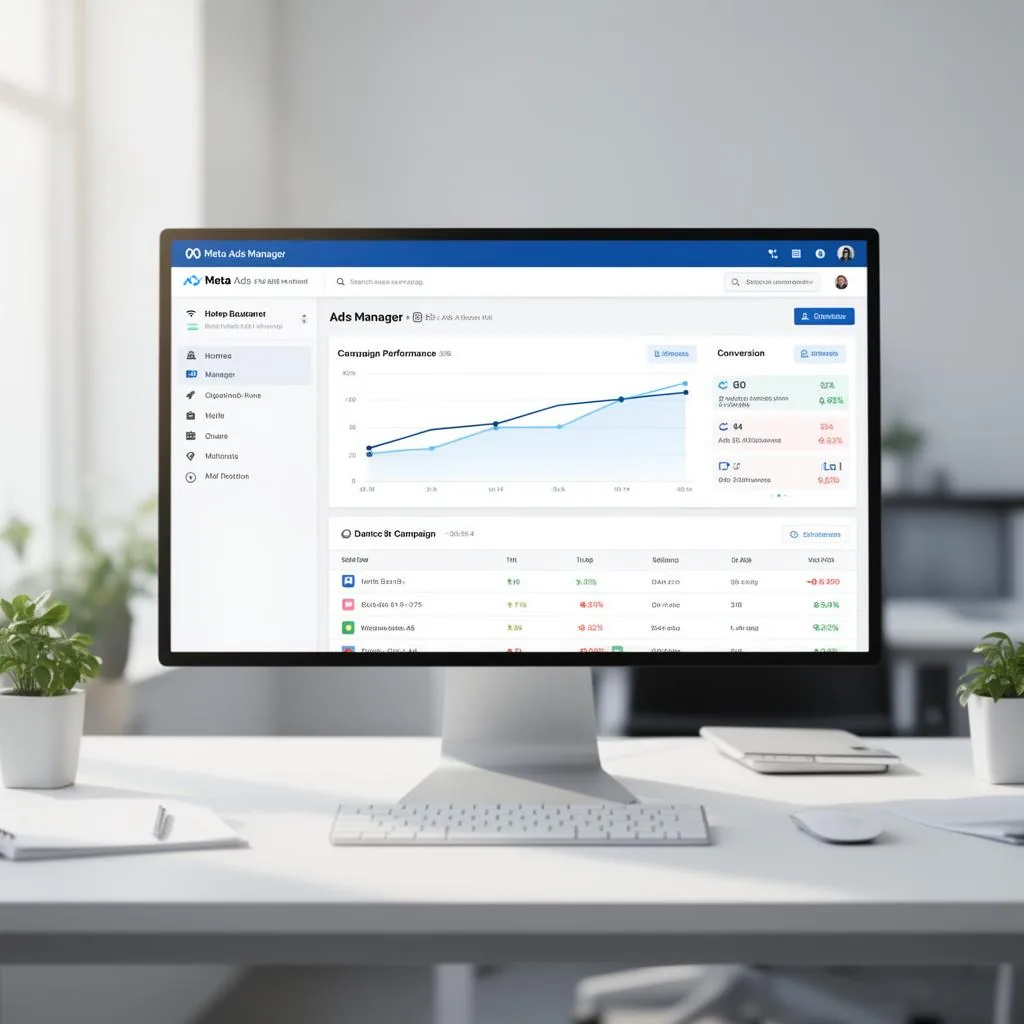 Especialista analisando dashboards de Google Ads e Meta Ads